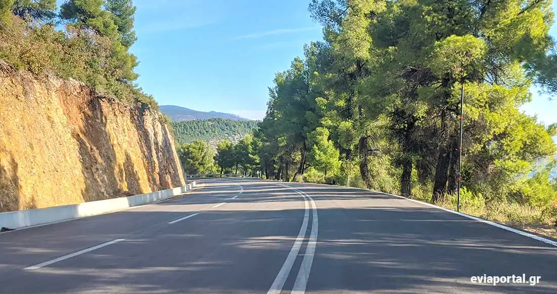 Με τρεις λωρίδες κυκλοφορίας, νέα ασφαλτόστρωση και διαγράμμιση η ορεινή διαδρομή προς την Βόρεια Εύβοια